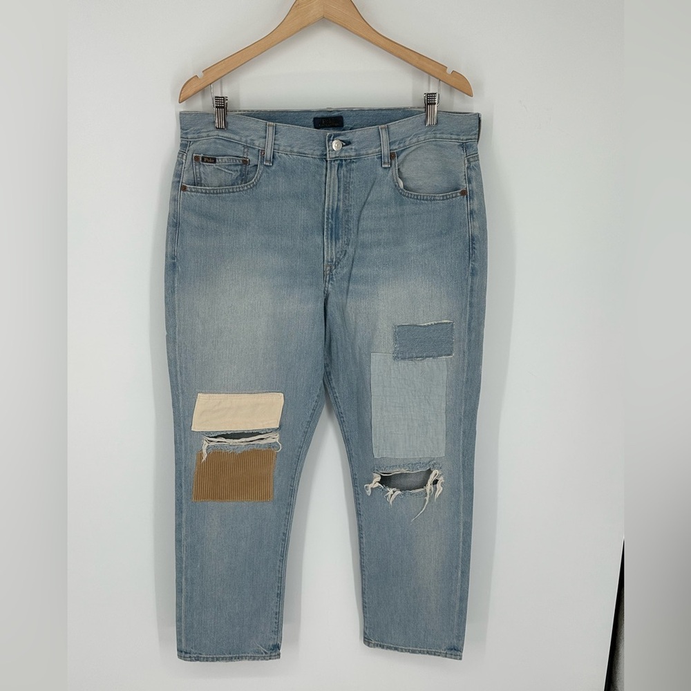 NEW POLO RALPH LAUREN WOMENS SZ 34 THE AVERY BOYFRIEND PATCHWORK Denim Jeans Y4